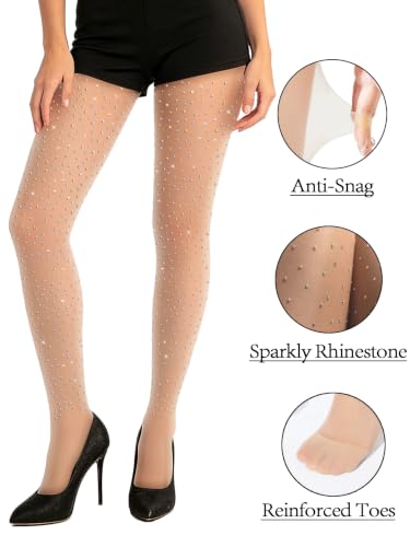 Image of FANCAME Women's Sparkle Stockings, Sheer Tights Party Rhinestone Pantyhose