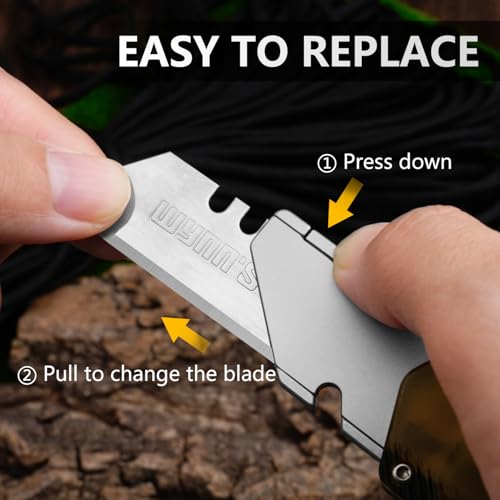 Image of Aluminum Alloy Utility Knife, Retractable Box Cutter,Pocket Knife Replaceable Blade EDC Razor Knife with 10pcs Blades (BLACK)
