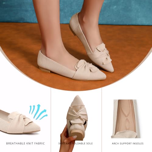 Image of Flats for Women Pointed Toe Knit Foldable Ballet Flat Shoes