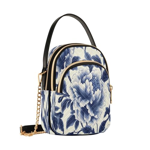 Quilted Crossbody Bags for Women,Traditional Chinese Blue White Porcelain Floral01 Women's Crossbody Handbags Small Travel Purses Phone Bag2