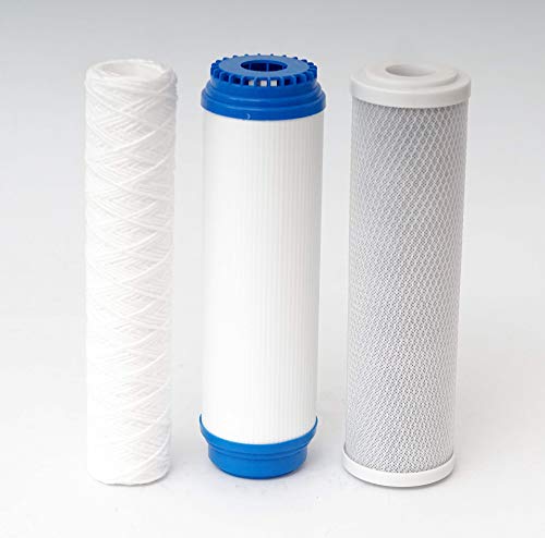 SK Aqua Line 10' Premium Ersatz 3-Stufen Wasserfilter Set Aktivkohle Block Wickelfilter Sedimentfilter Schmutzfilter Osmose Kartusche Filter 5 µm (1)