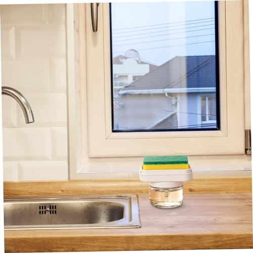 Image of Automatic Dish Soap Dispenser with Sponge Holder for Kitchen Sink Liquid Soap Pump Space-Saving Design for Organized Dishwashing
