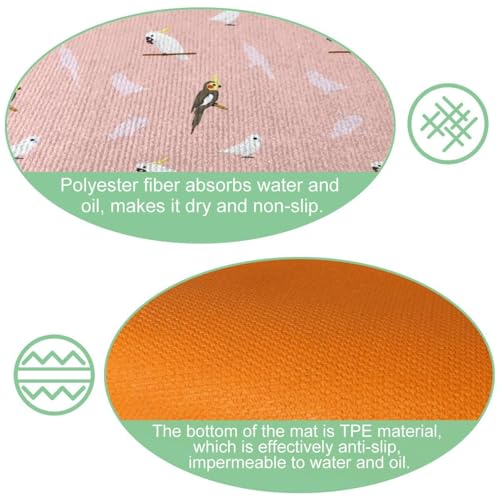 Tapis de cuisine antidérapants lot de 2 lavables imprimé perroquet gris - 6