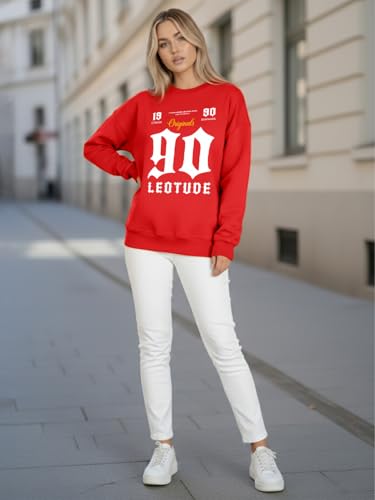 Image of LEOTUDE Women's Boyfriend /Loose Fit Full Sleeve Drop Shoulder Loopknit Round Neck Sweatshirt (Color Navy)