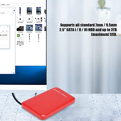 Caja externa Qiilu 2.5 pulg USB 3.0 SATA 6 Gbps roja miniatura 2