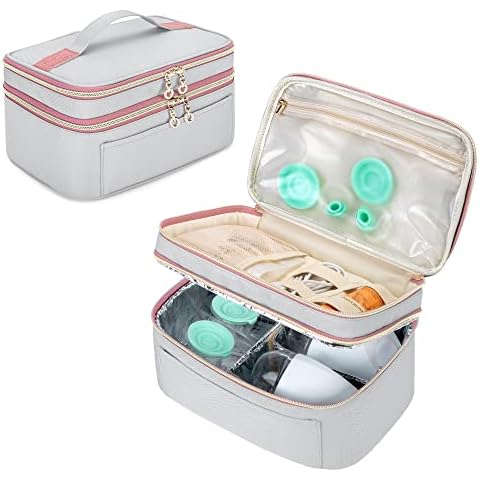 Damero Wearable Breast Pump Bag Compatible with Elvie and Willow Breast Pump, Carrying Bag for Wearable Breast Pump and Accessories, Light-Gray Pink Cover