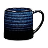 600ml große Keramik Kaffeetassen Becher, handgemachte Keramik große Teetasse für Büro und Zuhause, großer Griff, leicht zu halten, mikrowellen spülmaschinenfest, stilvolle Texturglasur (Starry Blue)