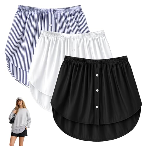 LgCiXli Hemdverlängerung Damen 3er Set | Eleganter Lagenlook für Pullover & Hoodies | Verstellbare Shirtverlängerung & Fake-Saum | Hochwertige A-Linie Minirock-Erweiterung