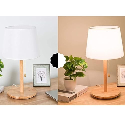 Lampe de bureau en bois et textile pour éclairage moderne de chambre et bureau - 6
