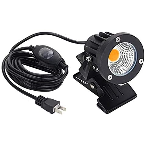 Kiven 1pcs LED Clip on Light Outdoor IP65 Waterproof 3000K Warm White Signboard Blackboard Lighting Adjustable Desk Stand Arm Lamp with Power Plug and Waterproof Switch Cover