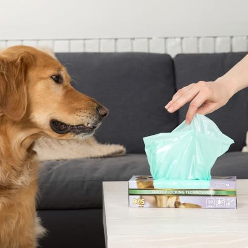 Image of BOS Odor-Sealing Dog Poop Bags for Pet Waste - Disposal Doggy Bags - Scent & Smell Free (90Bags) [Size: M, Color: Light Mint Green] (Pack of 2)