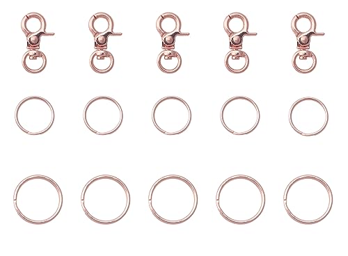 Ruwado Lot de 5 clips pour plaque d'identité avec 5 porte-clés de 1,9 cm, 5 porte-clés de 2,5 cm en métal multi-usages pour colliers pour animaux domestiques, chatons, chats, porte-carte d'identité