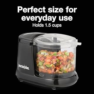 Proctor Silex Durable Electric Vegetable Chopper & Mini Food Processor for Chopping, Puree & Emulsify, 1.5 Cup, Black
