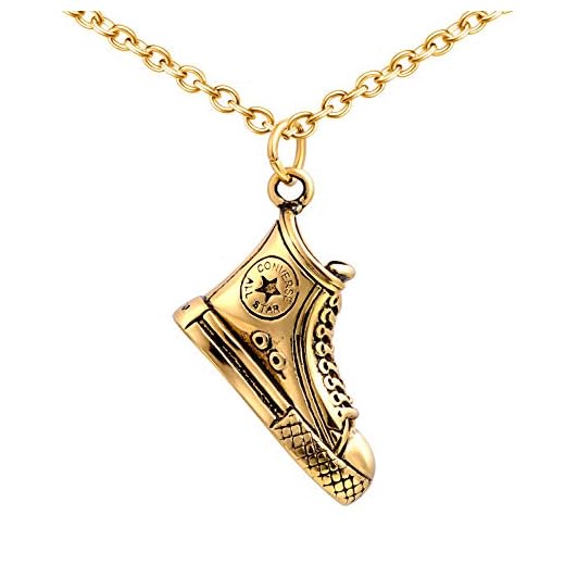 Feilok Retro rostfritt stål herr halsband kedja hip hop hiphop biker rocker sport sko sneakers hänge för män män smycken tillbehör kedjelängd 55 cm e rostfritt stål, colore: Guld, cod. FL0051-gold