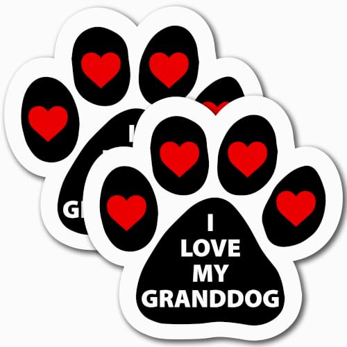 Image of Magnet Me Up I Love My Granddog with Hearts Pawprint Magnet Decal, 5 Inch, 2 Pack, Heavy Duty Automotive, Show Your Affection for Your Granddog Perfect for Car, Truck, SUV