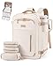 LOVEVOOK Handgepäck Rucksack Flugzeug 45x36x20, Reiserucksack Damen groß, Laptop Travel Backpack Women 17,3 Zoll, Wasserdichter Easyjet Carry On Luggage Cabin Bag für Business Reise Anzug, Beige