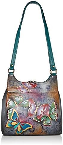Anna by Anuschka womens Anna Anuschka Genuine Leather Medium Hobo-butterfly Paradise Satchel Bag, Butterfly Paradise, One Size US