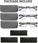 3-pack Reading Glasses for Men Blue Light Filtering Full Frame Metal Readers Anti Uv/Eye Strain/Glare (+2.5 Magnification Strength)