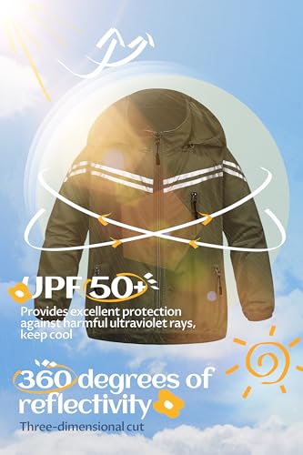 Image of CREATMO US Boys Girls Rain Coat Kids Reflective Cycling Jacket Waterproof Packable Children Windbreaker With Removable Hood