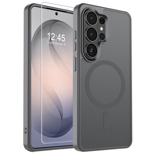 Image of SUPFINE Magnetic for Samsung Galaxy S26 Ultra Case with Screen Protector, (Built-in Magnets) (Military Grade Drop Protection) Slim Translucent Shockproof Phone Case,Titanium Gray