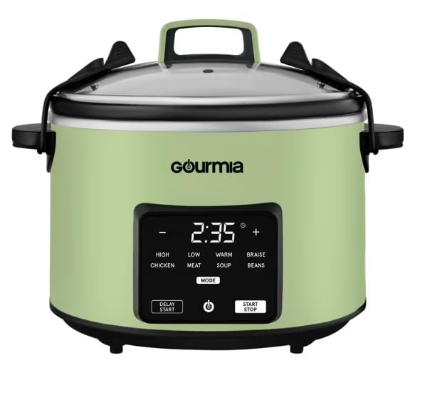 G.ourmia Digital 4.5-Quart Programmable Slow Cooker – Touch Control, Removable Pot, Glass Lid (Green)