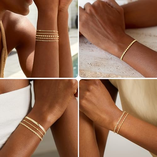 Turandoss Gold Bracelets for Women, 14K Gold Plated Bracelet Stacks - image 6