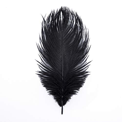 Hollosport 30PCS Bulk Black Ostrich Feathers 10-12 Inches for Centerpieces Party Wedding Home Decorations Dream Catchers Vases Crafts (Black)