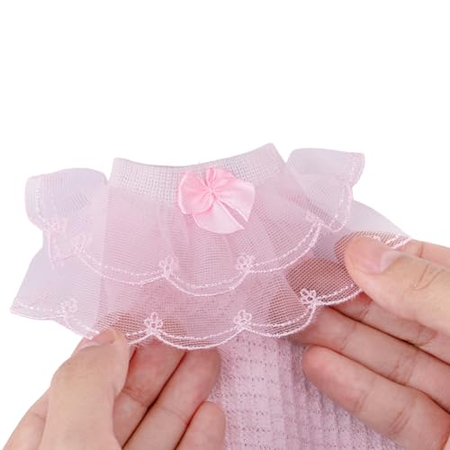Looching 5 Pairs Toddler Baby Girls Ruffle Lace Socks with Bowknot Eyelet Frilly Mesh Ankle Dress Kids Princess Socks3