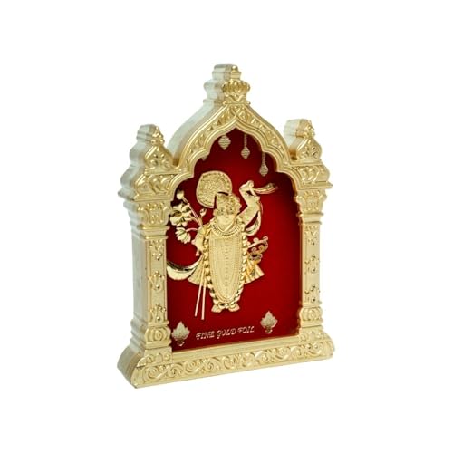 Image of EKA Temple Series Shreenath Ji |Gold Foil Tabel Top| Shrinathji Showpiece for Home Temple, Pooja Room & Office Decor | Ideal Festival, Housewarming & Spiritual Gift (9cm x 4cm x 11cm)