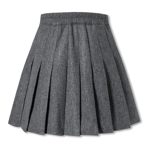 SANGTREE Girls Women's Woolen Pleated Skirt with Stretchy Band and Pockets for Winter, 2 Years - US 4XL2