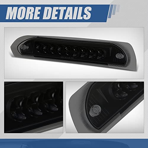 Auto Dynasty Dual Row 18 Led Rear Tail Center High Mount Stop Lamp Third Brake Cargo Light Compatible With Dodge Ram 1500 2500 3500 02-09, Black Housing, Smoke Lens #TOP4