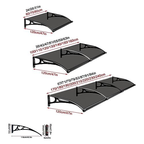 Marquesina de policarbonato gris moderna para puerta de entrada exterior de 120 cm 8