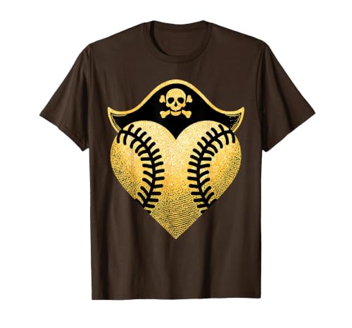 Baseball Pirate Baseball Player T-Shirt, Men, Brown, Medium