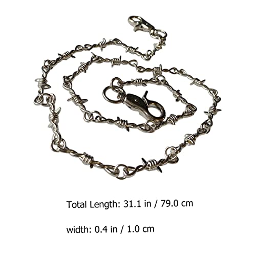 VALICLUD Stainless Steel Punk Necklace, Wallet Chain for Men & Women, Barbed Wire Design, Gothic Fashion Accessory2