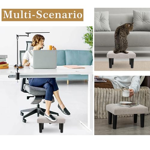 CAROLMADE Ottoman Foot Rest, Linen Small Ottoman Foot Stool with Legs Modern Footstool Ottomans for Living Room Entryway Office, Beige by CAROLMADE - Image 4