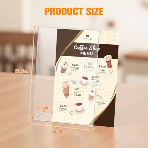 Acrrynii 6 Stück Plexiglas Aufsteller a4, Transparenter Acryl Tischaufsteller A4, L-Ständer Schräg Schilderhalter A4, Werbeaufsteller A4 für Menükarte, Werbung, Restaurants, Hotels, Cafés, Büros