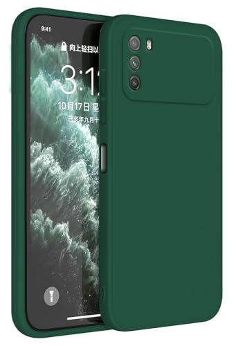 Topme Funda para Poco M3 (6.53' Inches) Carcasa Caja Case Estuche, Funda Protectora de Piel de Silicona TPU - Verde Oscuro