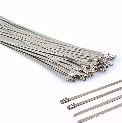 Edelstahl Kabelbinder, LUBAN Stahlkabelbinder 50 Stück 4,6*300mm, Edelstahl Metallkabelbinder mit Verriegelungsfunktion, Mehrzweck Stahlband Cover