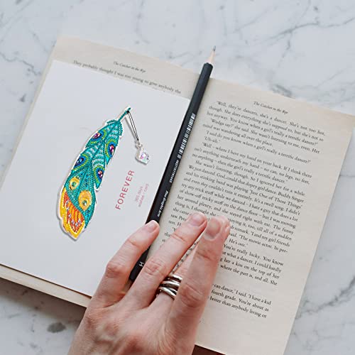 5D Diamond Painting Bookmarks, 12 Pcs Diy Crystal Feather Bookmark, Rhinestone Feather Bookmarks Kits With Crystal Pendant For Kids Adults Home Class Craft School Supplies, 12 Styles #TOP2