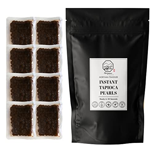 Instant Tapioca Pearls Boba Balls coated with Brown Sugar | 8 Packs (each 50g) | For Bubble Tea, Pudding, Milkshake, Frappe and Bakery | No Preservatives, No Refrigeration needed by Moriyama Teahouse