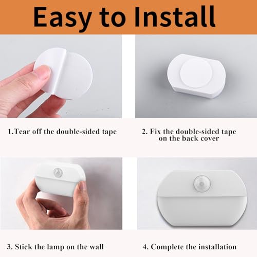 Image of 6 Pack Motion Sensor Light Indoor, Closet Light Without Wiring, Cordless Battery-Powered LED Night Light, Stick-Anywhere Wall Lights for Stairs, Hallway, Bathroom, Bedroom, Wardrobe