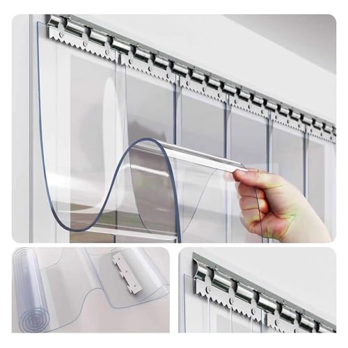 SYFXZZDS Cortinas Exterior Puerta de Tiras Anti-rasguños Cortina de láminas de PVC, Comercial Industrial Cortina PVC Transparente para Congelador Depósito Puertas(90x200cm/35.43x78.74in)