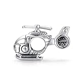 VOROCO 925 Sterling Silver Charm For Bracelet Necklace Charms Bead Pendant for Women Mother Daughter Grandma Family Friends Jewelry Gift (Silver helicopter)