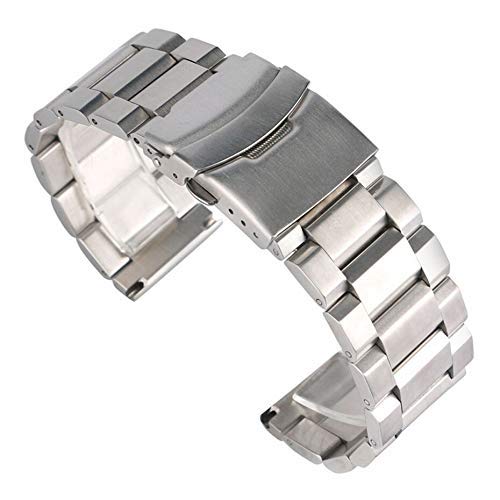 Correa de Reloj, Correas de Reloj de Acero Inoxidable, Hebilla Plegable Plateada de 18/20/22/24mm, repuestos de Correas de Reloj de Metal