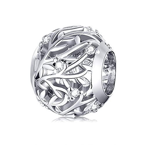 BISAER 925 Sterling Silver Charms for Bracelets Cat Coffee Cup Rose Flower Animal Beads Charm Jewelry Gifts for Women