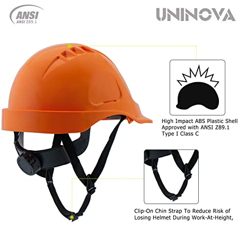 Uninova Hard Hat Electrician Construction Ratchet Cap Style Safety Helmet Osha Hardhats - 6 Pt. Suspension Ansi Approved Hard Hats Class E,G & C (Cap Orange) #TOP1