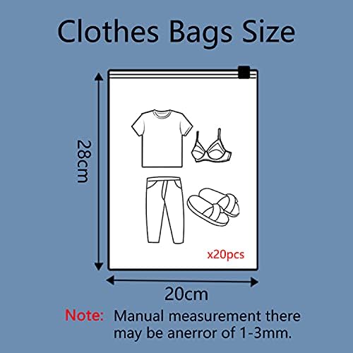 HVDHYY 20pcs Travel Storage Clothes Bags Waterproof Pouch Frosted Plastic Ziplock Bags Zip Seal Bag Resealable Luggage Organiser Transparent Frosted for Newborn Birth School Trip 8"*11"/20cm * 28cm
