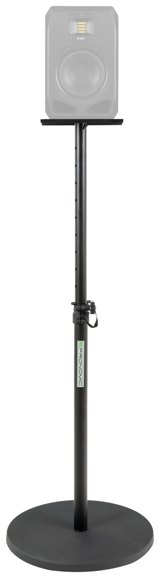 Pronomic SLS-128 BK Pied Pour Monitor Studio - Support Enceintes Pour Moniteurs Studio - Pied Avec Socle Rond Stable - Support Réglable De 75 À 123,5 cm - Plateau 23 x 23 cm - Noir