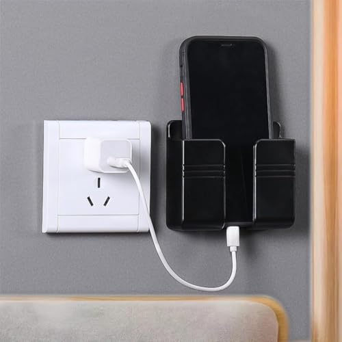 Image of WALLVIEW TECH Pack of 5 Wall Mounted Mobile Holder Storage Case for Remote Wall Mounted Mobile Stand /Multi Purpose Stand with Hole for Phone Charging-(Black)