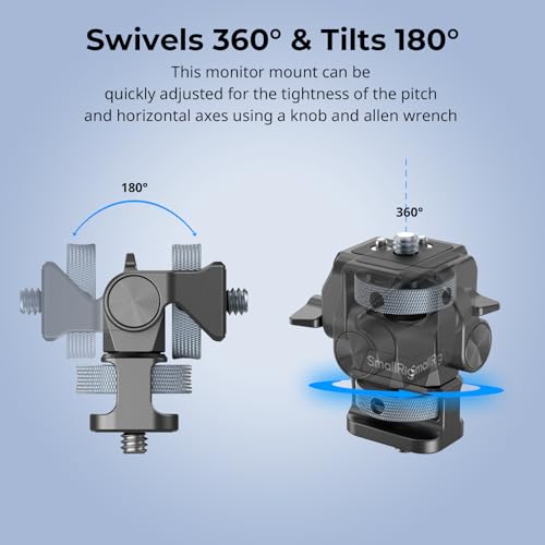 Image of SmallRig Adjustable Camera Monitor Mount, 360 Swivel and 180 Tilt Monitor Holder, with 1 /4 inch- 20 Screws, Bouncy Locating Pins, Anti-Twist Design, for Ninja V and V+ Monitors
